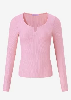 Geripptes Langarmshirt - Rosa -Sassyclassy S3210G6535 bust