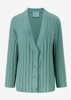 Fließender Cardigan Mit Rippenstruktur - Grün -Sassyclassy S3211C6715 Bust