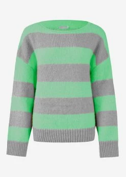 Pullover Mit Blockstreifen - Grün-grau -Sassyclassy S3211P6653 Bust