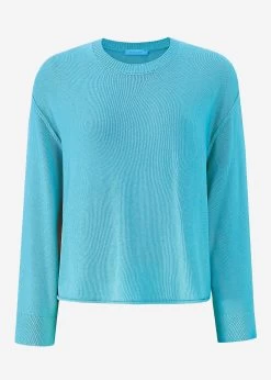 Oversize Pullover Mit Weiten Ärmeln - Türkis -Sassyclassy S3211P6707 Bust