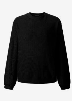 Langarmshirt In Waffelpiqué - Schwarz 17 Langarmshirt In Waffelpiqué - Schwarz -Sassyclassy S3211W6688 bust