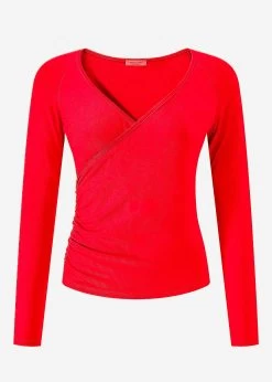 Langarmshirt Mit Wickel-Optik - Rot -Sassyclassy S4201G6771 bust