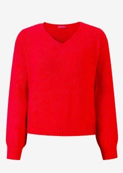 Pullover Mit V-Ausschnitt - Rot -Sassyclassy S4201P6774 bust