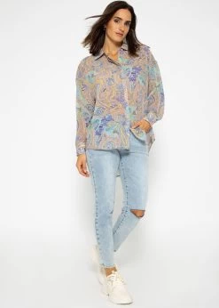 Chiffon Bluse Mit Paisley Print - Lila-beige-türkis -Sassyclassy SASSYCLASSY chiffon Bluse mit paisley print lila beige turkis S3207E6160 1