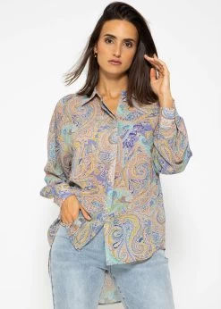 Chiffon Bluse Mit Paisley Print - Lila-beige-türkis