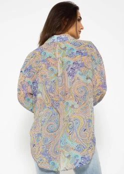 Chiffon Bluse Mit Paisley Print - Lila-beige-türkis -Sassyclassy SASSYCLASSY chiffon Bluse mit paisley print lila beige turkis S3207E6160 5