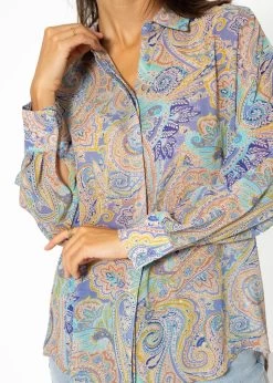 Chiffon Bluse Mit Paisley Print - Lila-beige-türkis -Sassyclassy SASSYCLASSY chiffon Bluse mit paisley print lila beige turkis S3207E6160 7