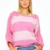 Locker Gestrickter Oversize Pullover - Pink-rosa -Sassyclassy SASSYCLASSY locker gestrickter oversize pullover pink rosa S3208P6169 2