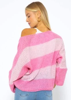 Locker Gestrickter Oversize Pullover - Pink-rosa -Sassyclassy SASSYCLASSY locker gestrickter oversize pullover pink rosa S3208P6169 4