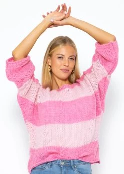 Locker Gestrickter Oversize Pullover - Pink-rosa -Sassyclassy SASSYCLASSY locker gestrickter oversize pullover pink rosa S3208P6169 7