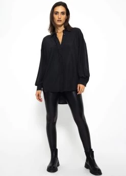 Oversize Lurex Bluse - Schwarz -Sassyclassy SASSYCLASSY oversize lurex bluse schwarz S3207E6110 2