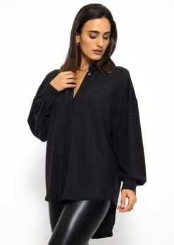 Oversize Lurex Bluse - Schwarz -Sassyclassy SASSYCLASSY oversize lurex bluse schwarz S3207E6110 4