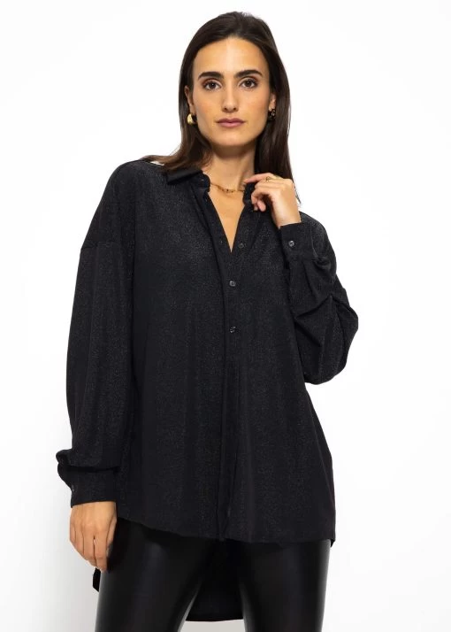 Oversize Lurex Bluse - Schwarz -Sassyclassy SASSYCLASSY oversize lurex bluse schwarz S3207E6110 5