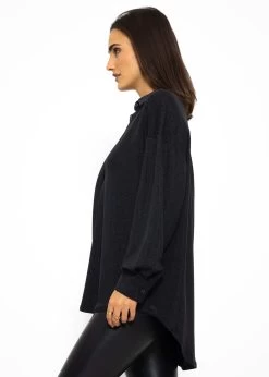 Oversize Lurex Bluse - Schwarz -Sassyclassy SASSYCLASSY oversize lurex bluse schwarz S3207E6110 7