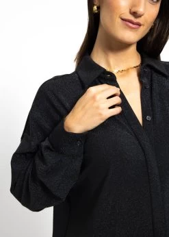 Oversize Lurex Bluse - Schwarz -Sassyclassy SASSYCLASSY oversize lurex bluse schwarz S3207E6110 8