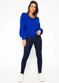 Pullover Mit V-Ausschnitt - Royalblau -Sassyclassy SASSYCLASSY pullover mit v Ausschnitt royalblau S3209P6412 1