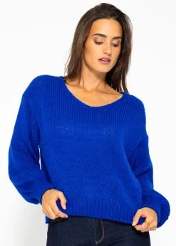 Pullover Mit V-Ausschnitt - Royalblau -Sassyclassy SASSYCLASSY pullover mit v Ausschnitt royalblau S3209P6412 2