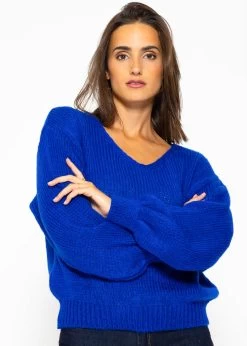 Pullover Mit V-Ausschnitt - Royalblau