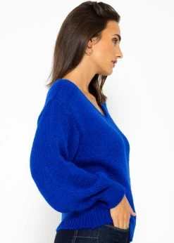 Pullover Mit V-Ausschnitt - Royalblau -Sassyclassy SASSYCLASSY pullover mit v Ausschnitt royalblau S3209P6412 6