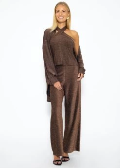 Schulterfreies Lurex Top - Braun -Sassyclassy SASSYCLASSY schulterfreies lurex top braun S3208T6197 1