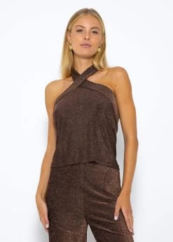 Schulterfreies Lurex Top - Braun -Sassyclassy SASSYCLASSY schulterfreies lurex top braun S3208T6197 2
