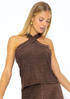 Schulterfreies Lurex Top - Braun -Sassyclassy SASSYCLASSY schulterfreies lurex top braun S3208T6197 3