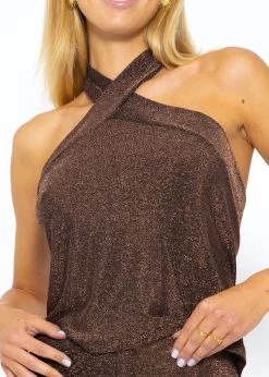 Schulterfreies Lurex Top - Braun -Sassyclassy SASSYCLASSY schulterfreies lurex top braun S3208T6197 7