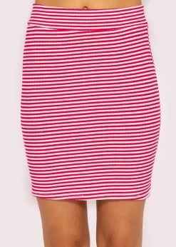 Gestreifter Rip-Jersey Rock, Pink-weiß