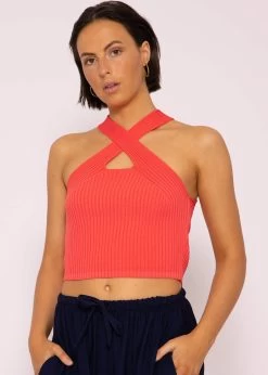 Halterneck Strick Top, Koralle -Sassyclassy SASSYCLASSY halterneck strick top koralle S3204B5796 2hXbwcBgoRW1Um