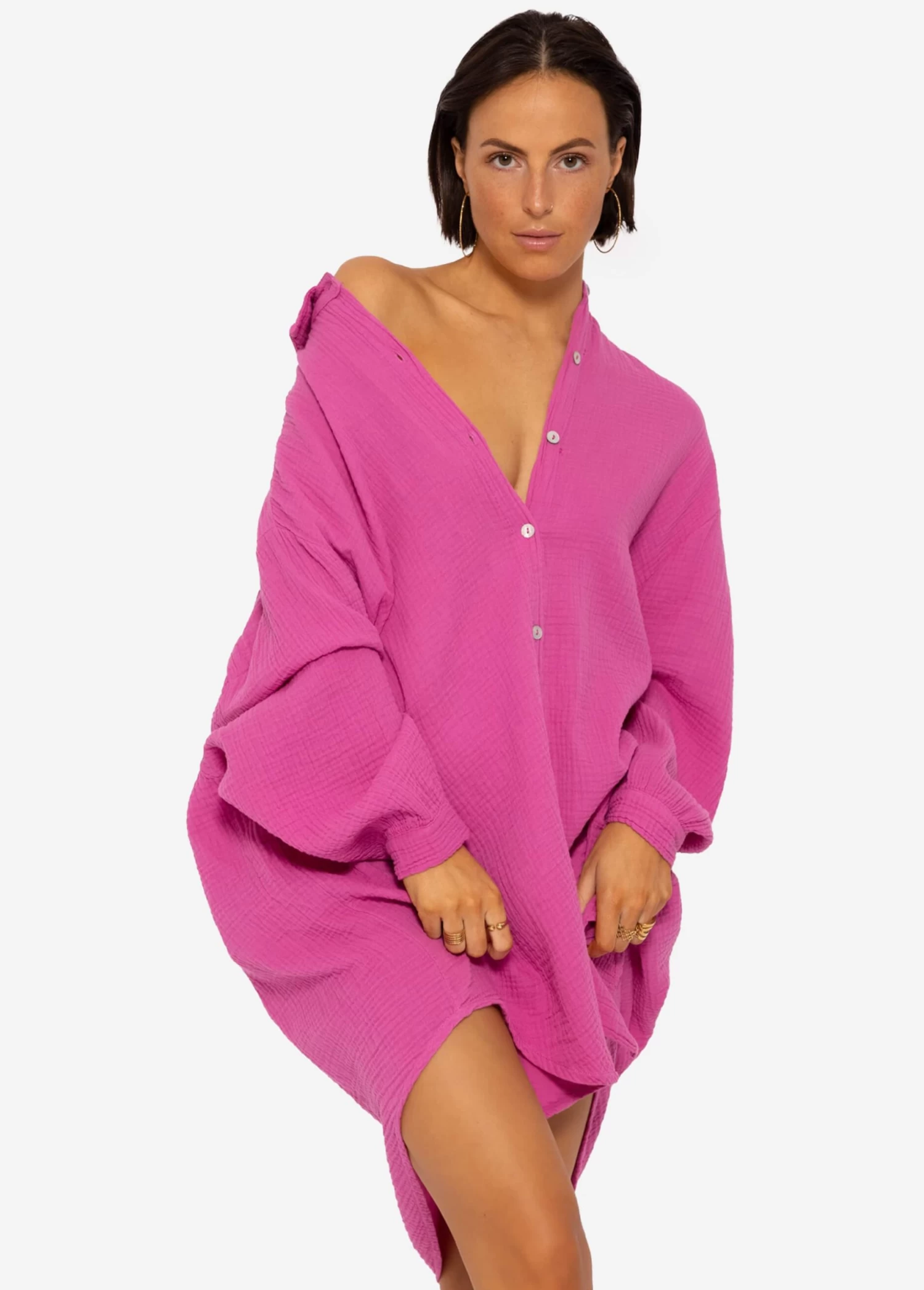 Musselin Bluse Oversize, Orchidee 10 Musselin Bluse Oversize, Orchidee – Bild 8