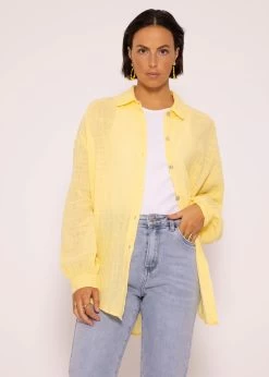 Oversize Bluse, Kurz, Mit Leinenstruktur, Hellgelb -Sassyclassy SASSYCLASSY oversize bluse kurz mit leinenstruktur hellgelb S3203B5764 3GRKTrgOFCg2p2