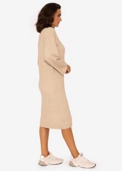 Strickkleid Mit Seitenschlitz In Midi-Länge - Beige -Sassyclassy SASSYCLASSY strickkleid mit seitenschlitz in midi lange beige S3202B5560 16Ids8Cn3wGomk