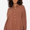 Musselin Bluse Oversize, Kurz, Cafelatte