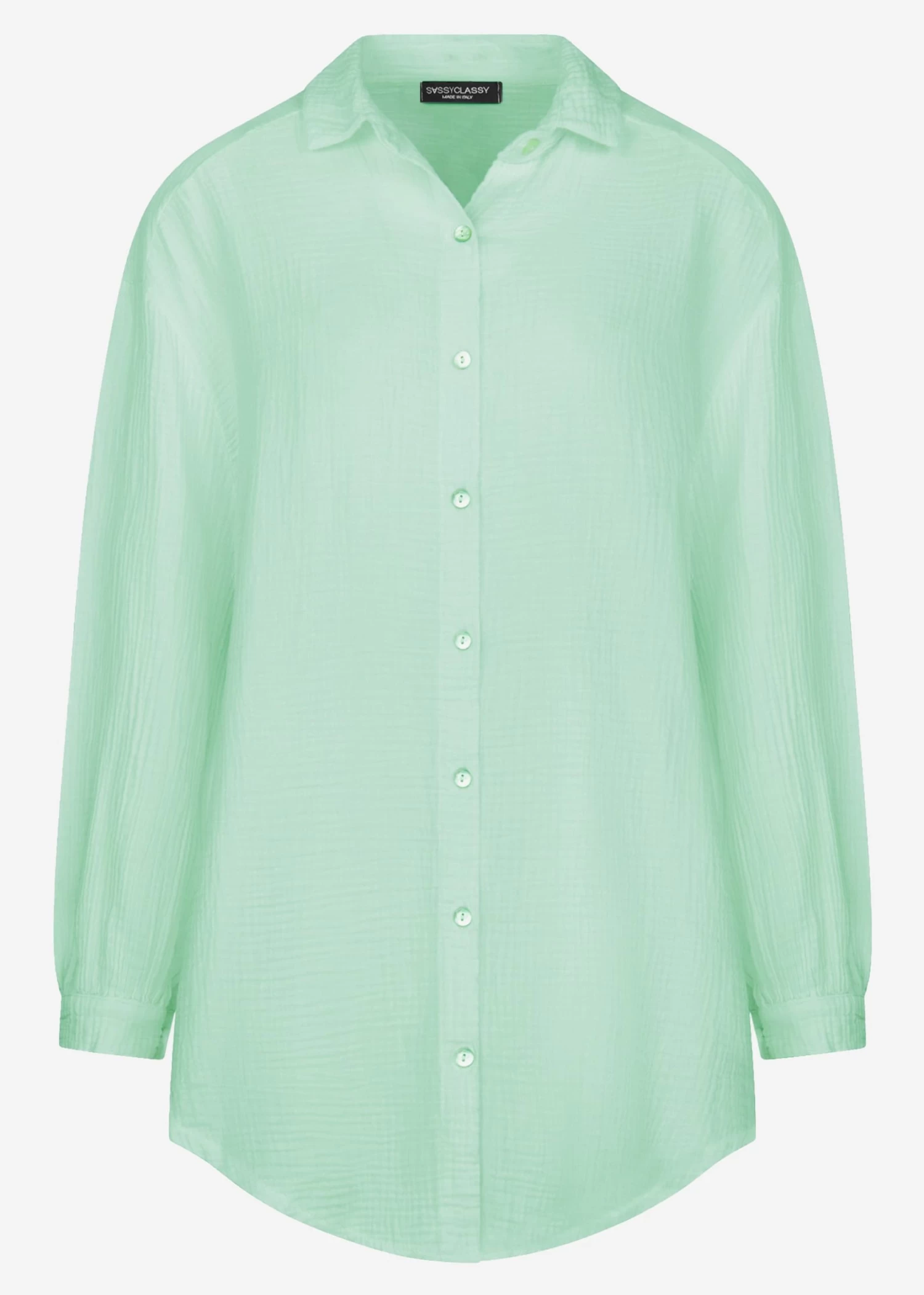 Musselin Bluse Oversize, Hellgrün 9 Musselin Bluse Oversize, Hellgrün – Bild 7