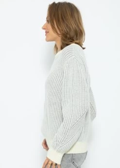 2-farbig Gerippter Pullover - Grau-offwhite -Sassyclassy SassyClassy 2 farbig gerippter pullover grau offwhite S3211P6667 7