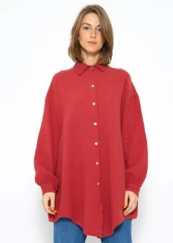 Musselin Bluse Oversize - Ziegelrot -Sassyclassy SassyClassy Musselin Bluse oversize Ziegelrot S3210E6542 2