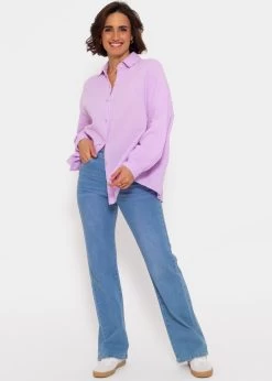 Musselin Bluse Oversize, Kurz, Flieder -Sassyclassy SassyClassy Musselin Bluse oversize kurz flieder S1204B3943 5k3XQIr2moHfWR