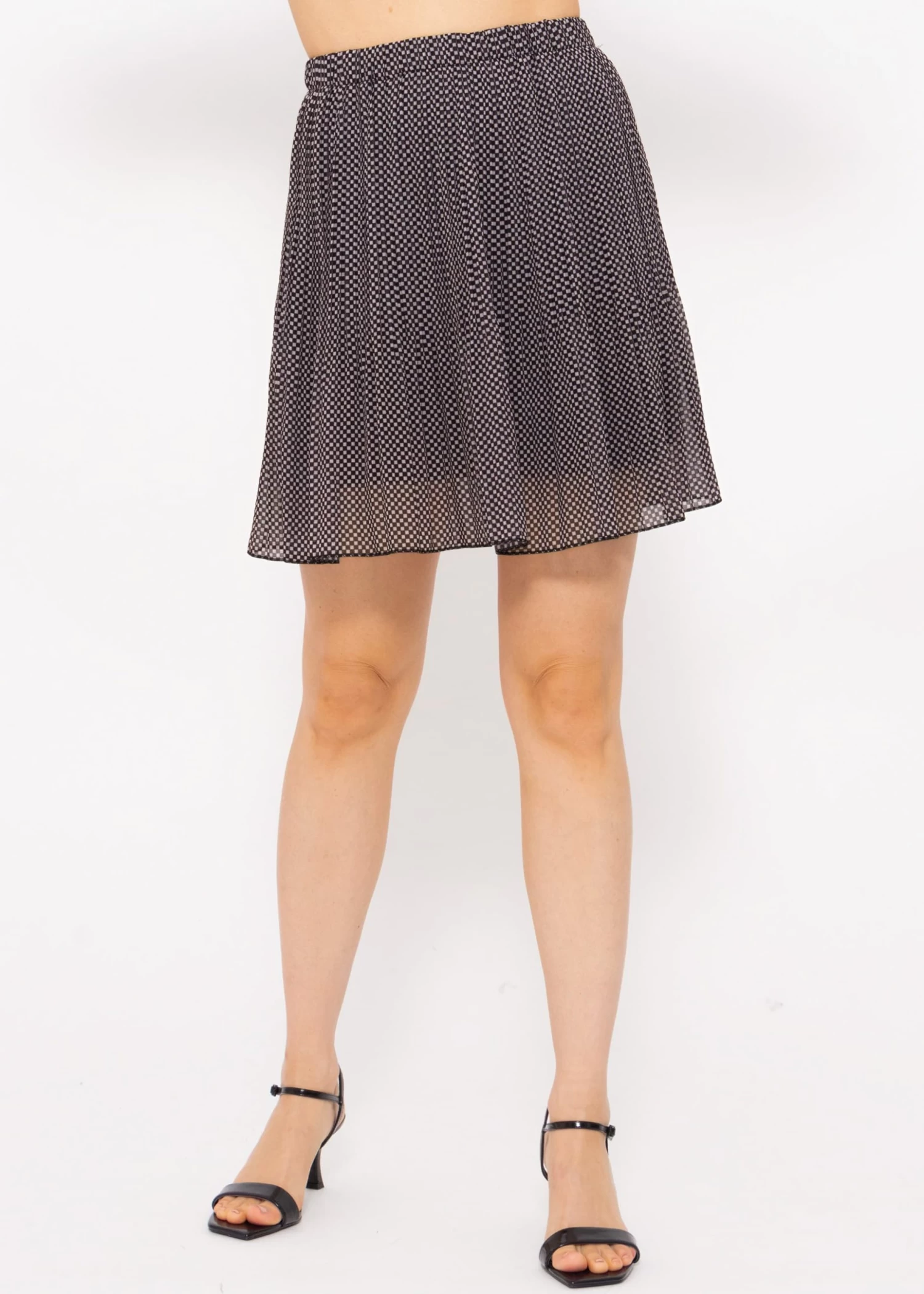 Plissée Ciffonrock Mit Vichy Print - Schwarz-weiß 7 Plissée Ciffonrock Mit Vichy Print - Schwarz-weiß – Bild 5