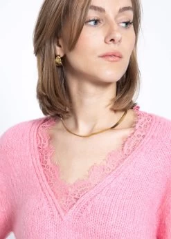 Pullover Mit Spitzen-Ausschnitt - Rosa -Sassyclassy SassyClassy Pullover mit spitzen Ausschnitt rosa S3207P6096 6