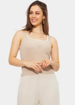 Strick Top Mit Bordüre, Beige -Sassyclassy SassyClassy Strick Top mit Bordure beige S3203B5783 4l9AS5HaUJvaCaDnGuWaD1DNd2Q