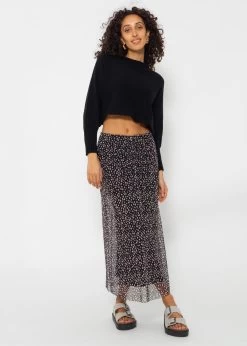 Ausgestellter Mesh-Rock Mit Print - Schwarz -Sassyclassy SassyClassy ausgestellter meche rock mit print schwarz S4202R6780 2