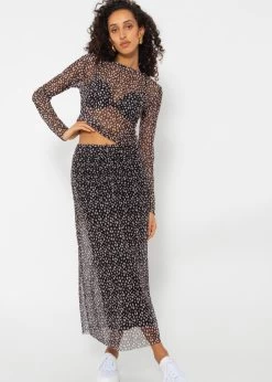 Ausgestellter Mesh-Rock Mit Print - Schwarz -Sassyclassy SassyClassy ausgestellter meche rock mit print schwarz S4202R6780 7