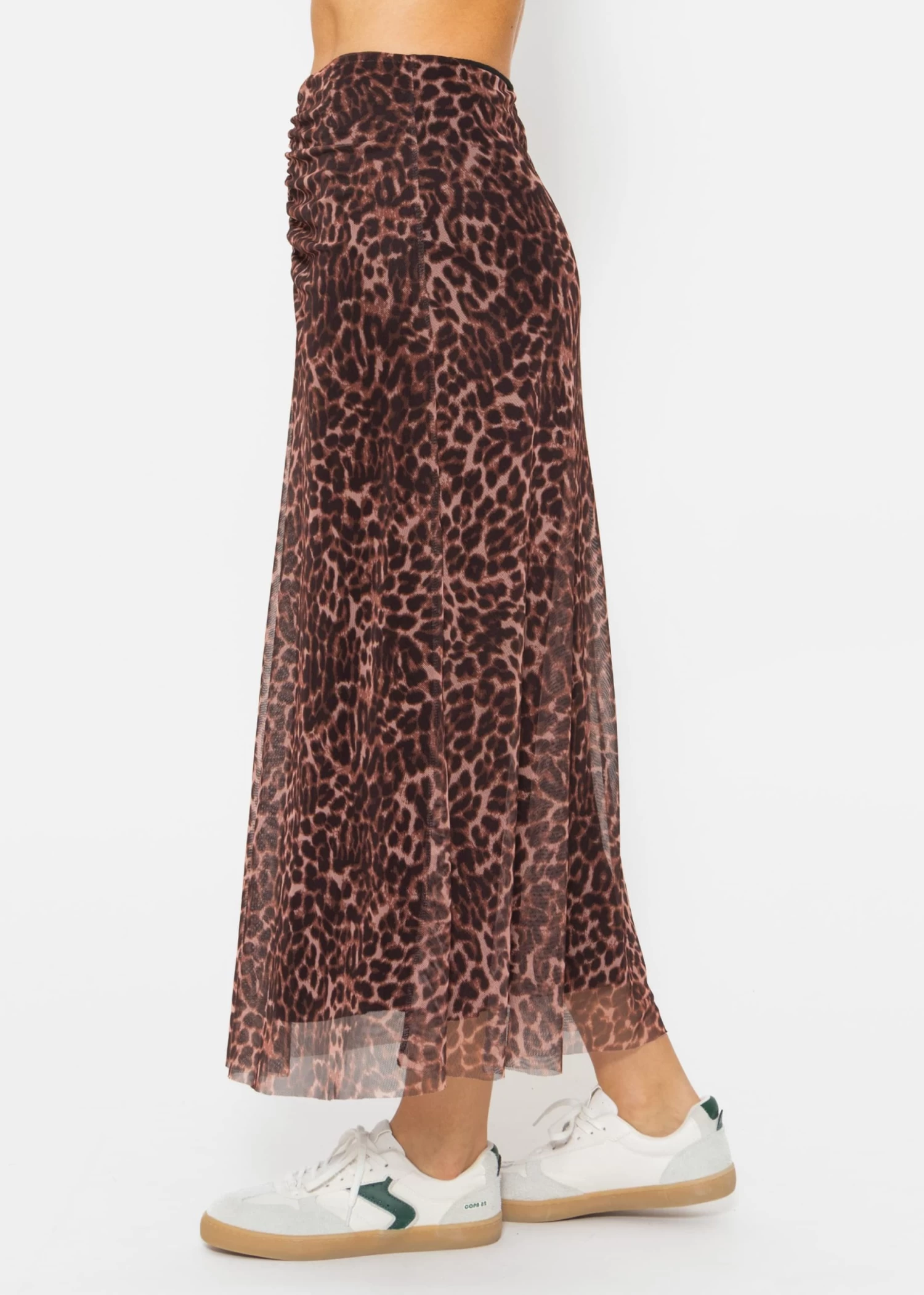 Ausgestellter Mesh-Rock Mit Leo-Print - Braun 6 Ausgestellter Mesh-Rock Mit Leo-Print - Braun – Bild 4