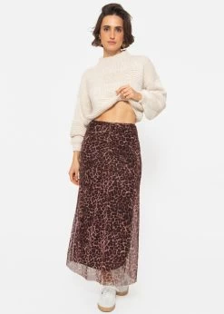 Ausgestellter Mesh-Rock Mit Leo-Print - Braun 14 Ausgestellter Mesh-Rock Mit Leo-Print - Braun -Sassyclassy SassyClassy ausgestellter mesh rock mit leo print braun S4203R6849 3