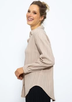 Bluse Mit Crinkle-Effekt - Beige -Sassyclassy SassyClassy bluse mit crinkle effekt beige S3210E6583