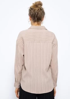 Bluse Mit Crinkle-Effekt - Beige -Sassyclassy SassyClassy bluse mit crinkle effekt beige S3210E6583 3