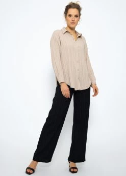 Bluse Mit Crinkle-Effekt - Beige -Sassyclassy SassyClassy bluse mit crinkle effekt beige S3210E6583 7