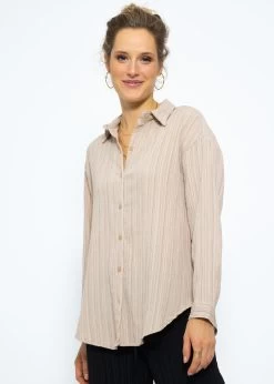 Bluse Mit Crinkle-Effekt - Beige -Sassyclassy SassyClassy bluse mit crinkle effekt beige S3210E6583 8