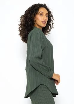 Bluse Mit Crinkle-Effekt - Khaki -Sassyclassy SassyClassy bluse mit crinkle effekt khaki S3210E6584 2