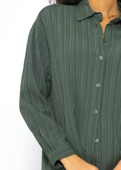 Bluse Mit Crinkle-Effekt - Khaki -Sassyclassy SassyClassy bluse mit crinkle effekt khaki S3210E6584 7